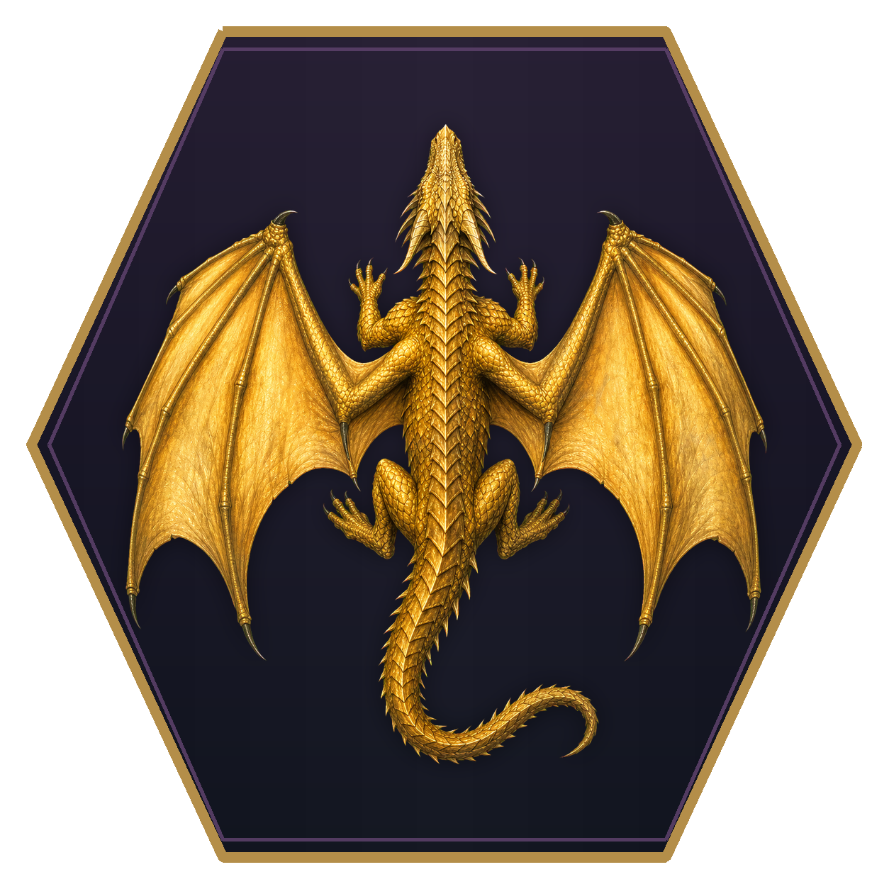 Gold Dragon Wyrmling top-down flat-top hex token
