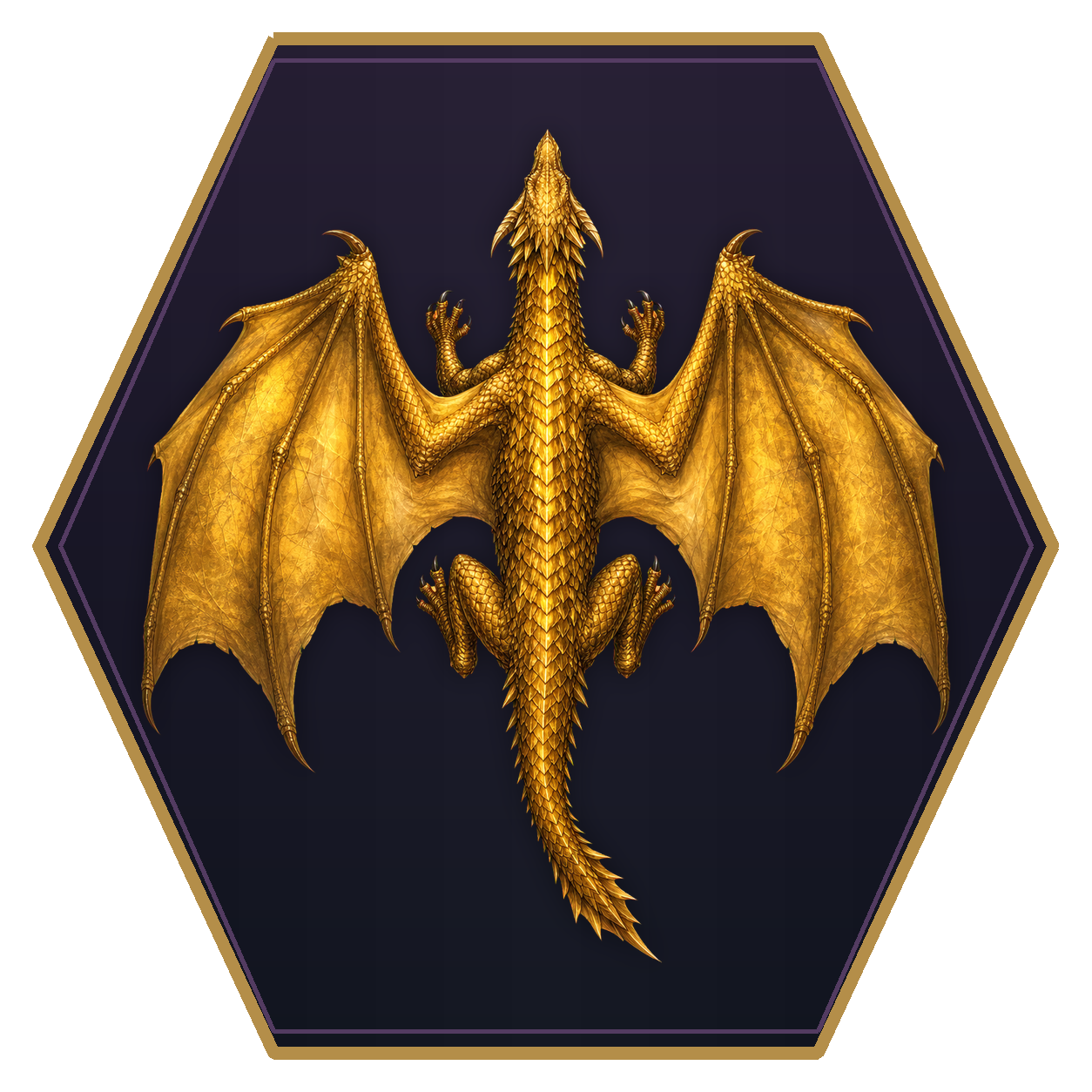 Young Gold Dragon top-down flat-top hex token