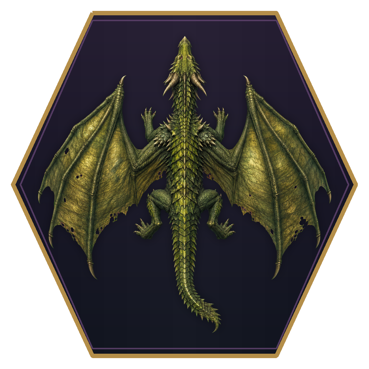 Ancient Green Dragon top-down flat-top hex token