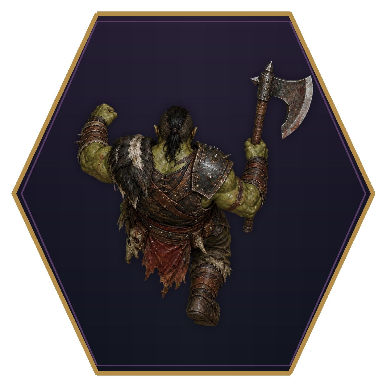 Half-Orc top-down flat-top hex token