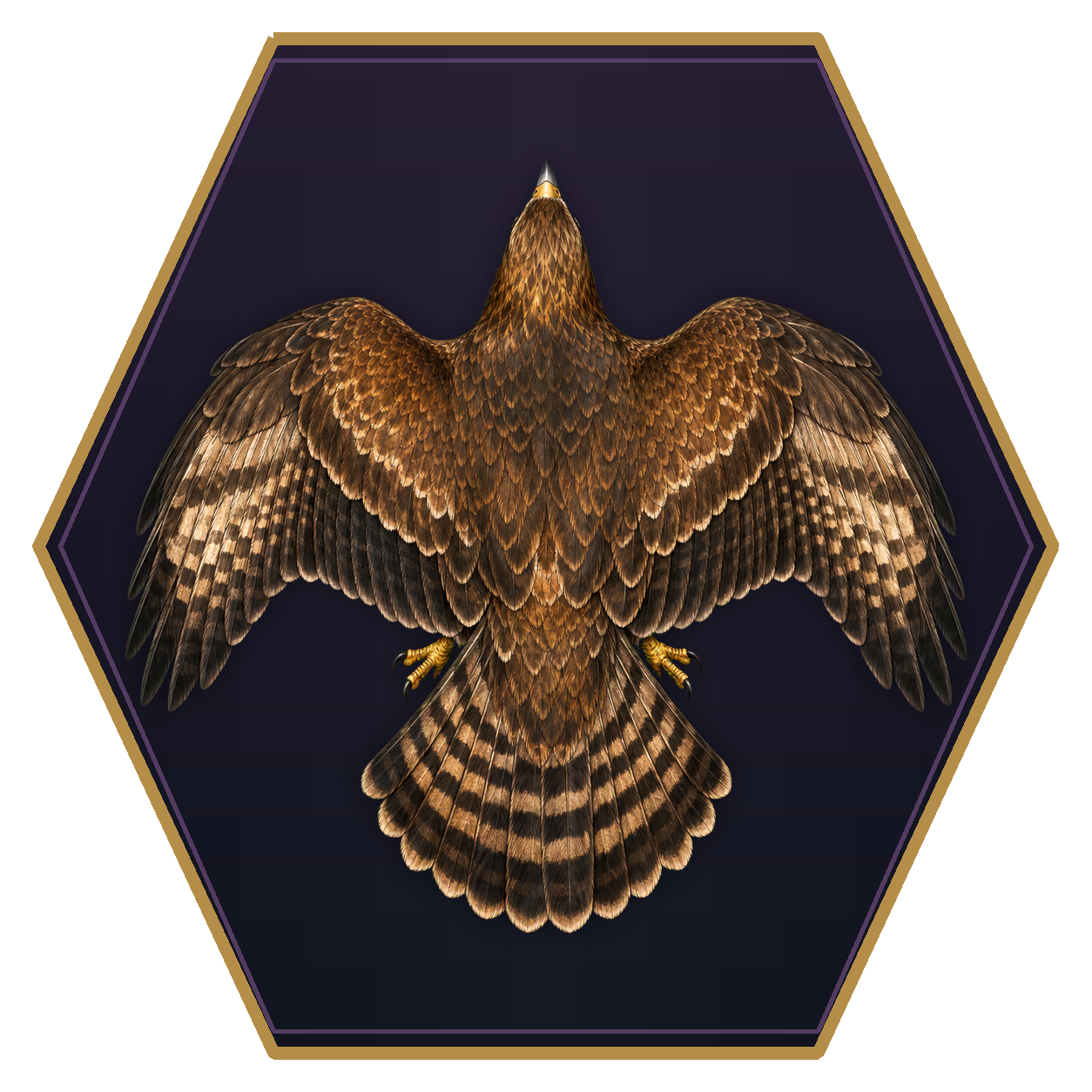 Hawk top-down flat-top hex token