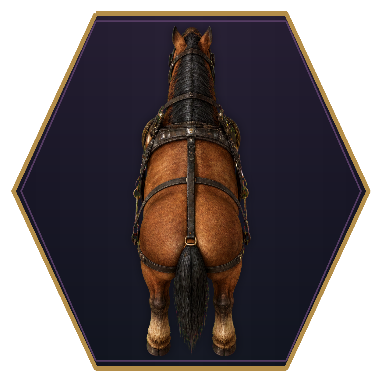 Horse, Heavy top-down flat-top hex token