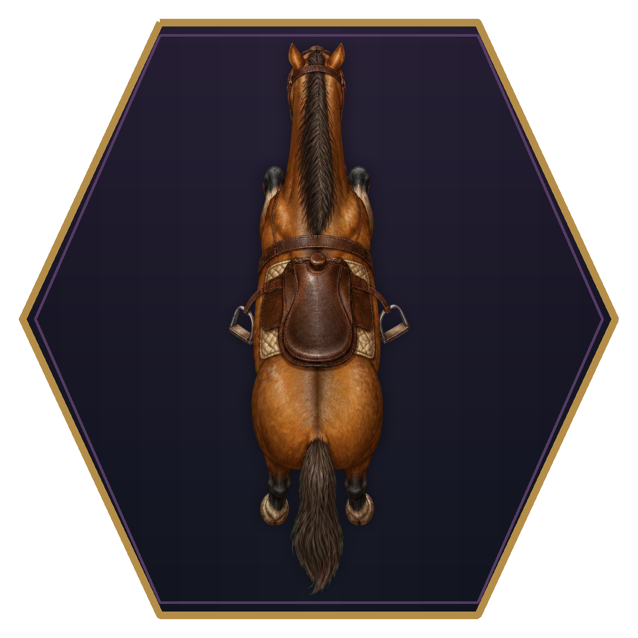 Horse, Light top-down flat-top hex token