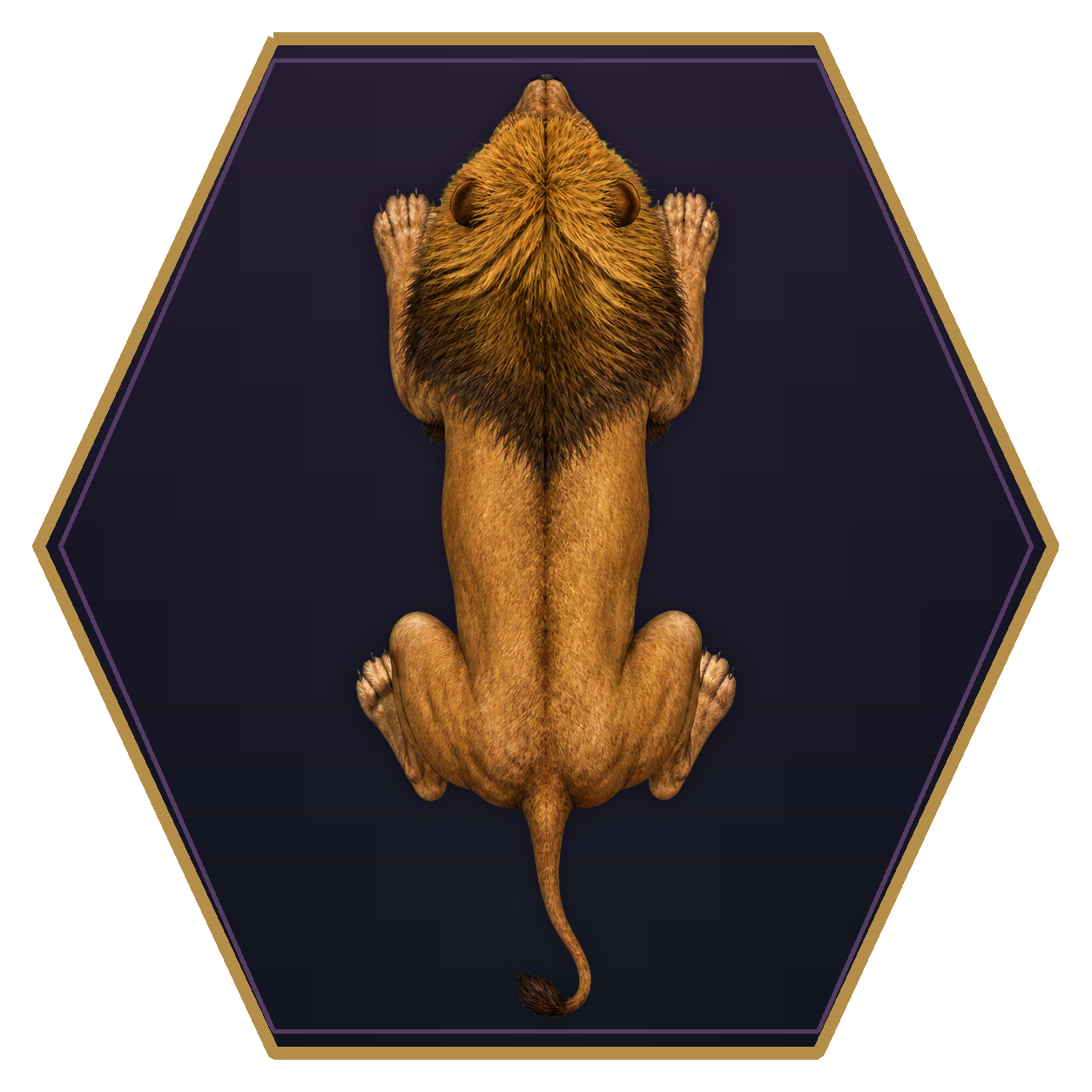 Lion top-down flat-top hex token
