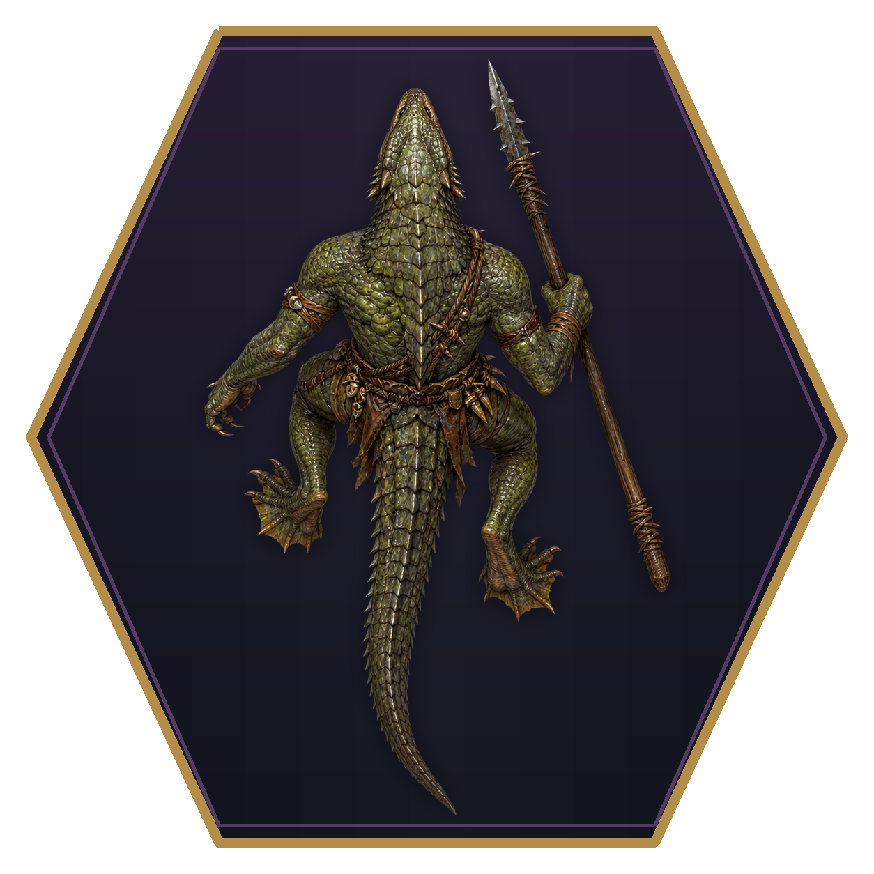 Lizardfolk top-down flat-top hex token