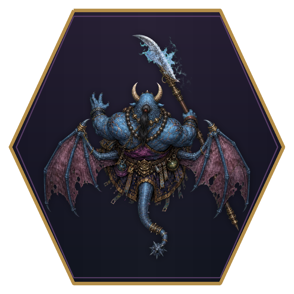 Oni top-down flat-top hex token