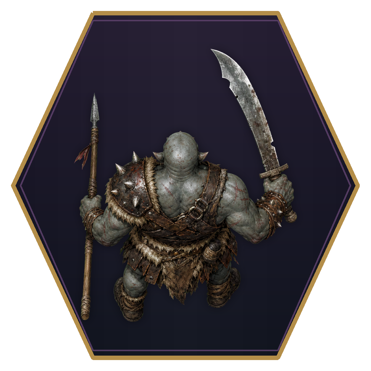 Orc top-down flat-top hex token