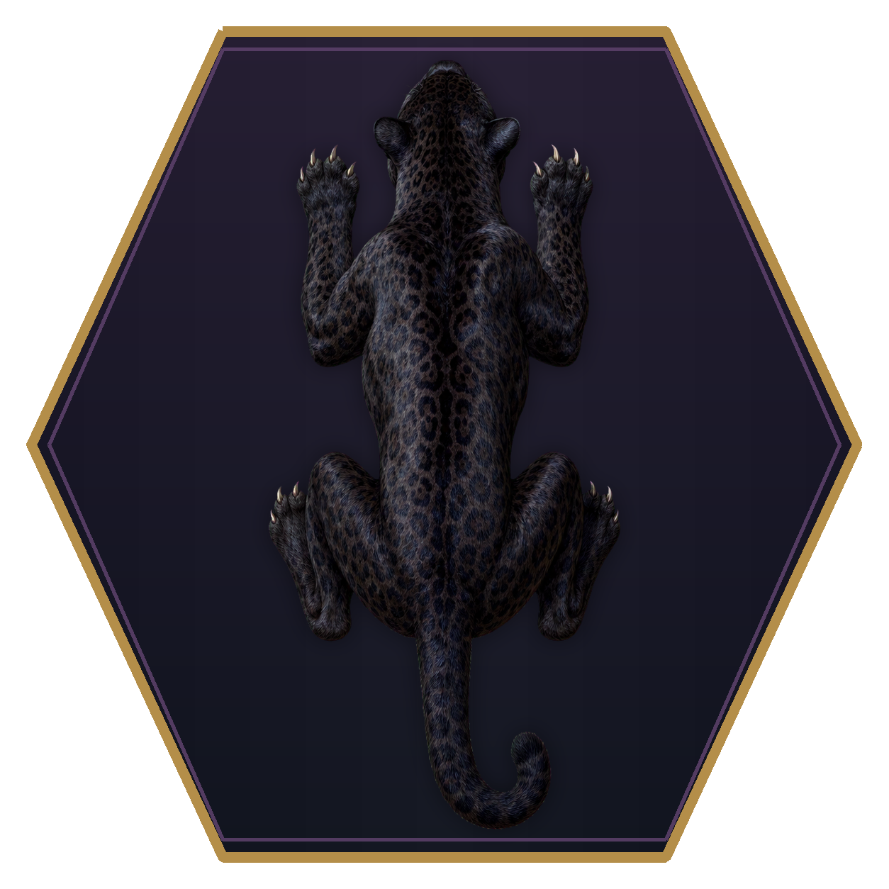 Panther top-down flat-top hex token
