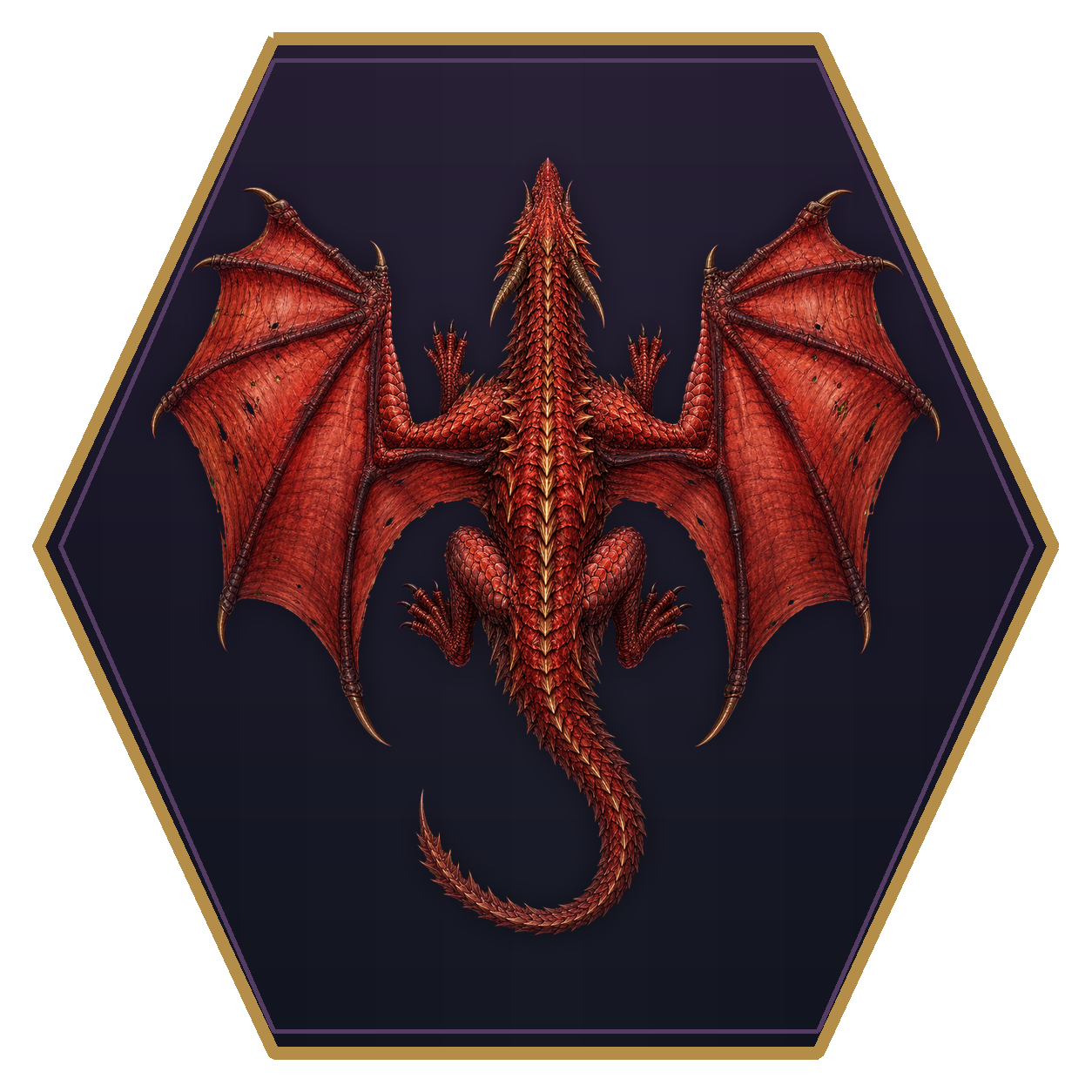 Ancient Red Dragon top-down flat-top hex token