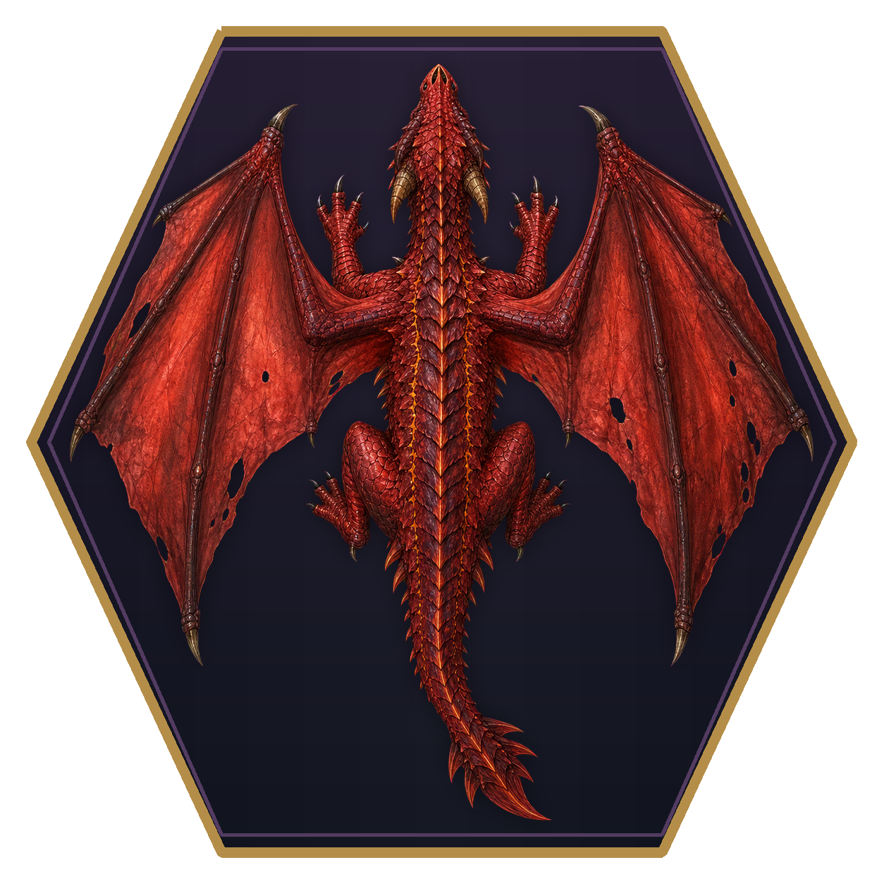 Red Dragon Wyrmling top-down flat-top hex token
