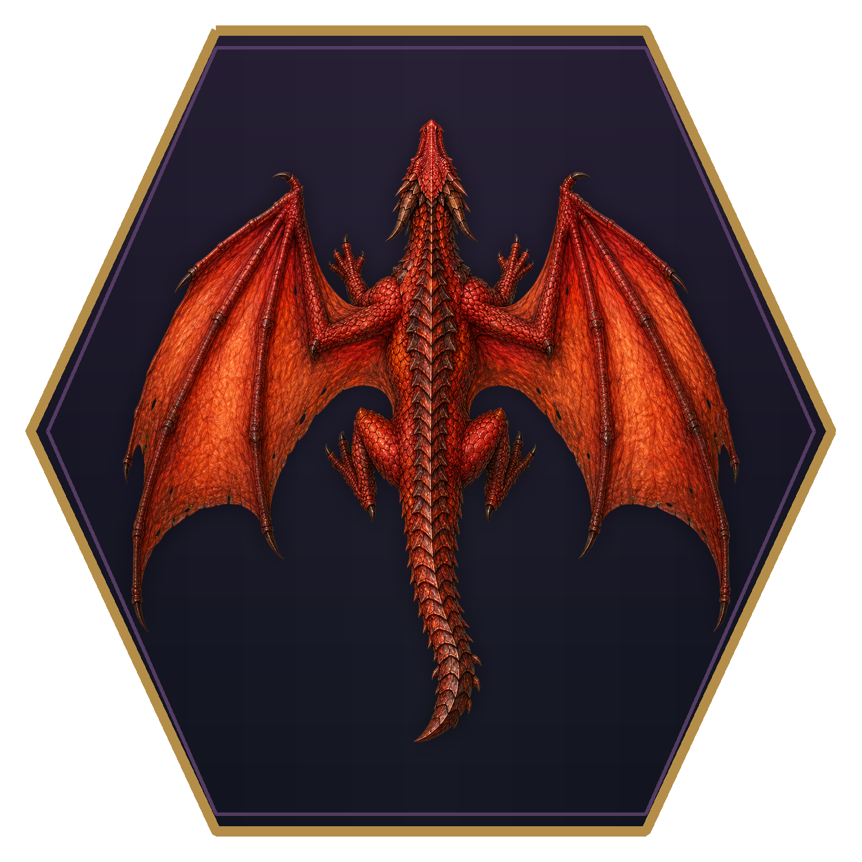 Young Red Dragon top-down flat-top hex token