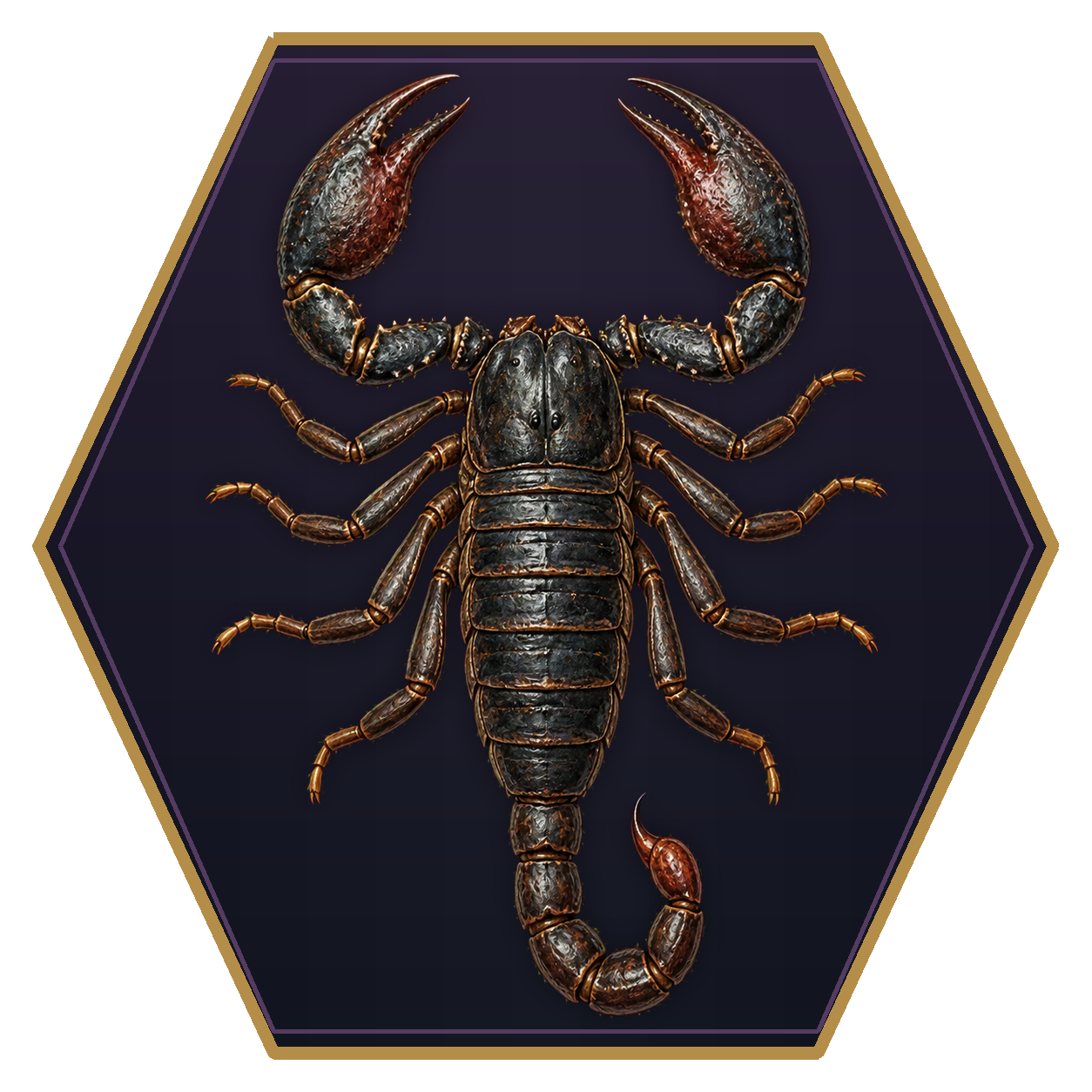 Scorpion top-down flat-top hex token