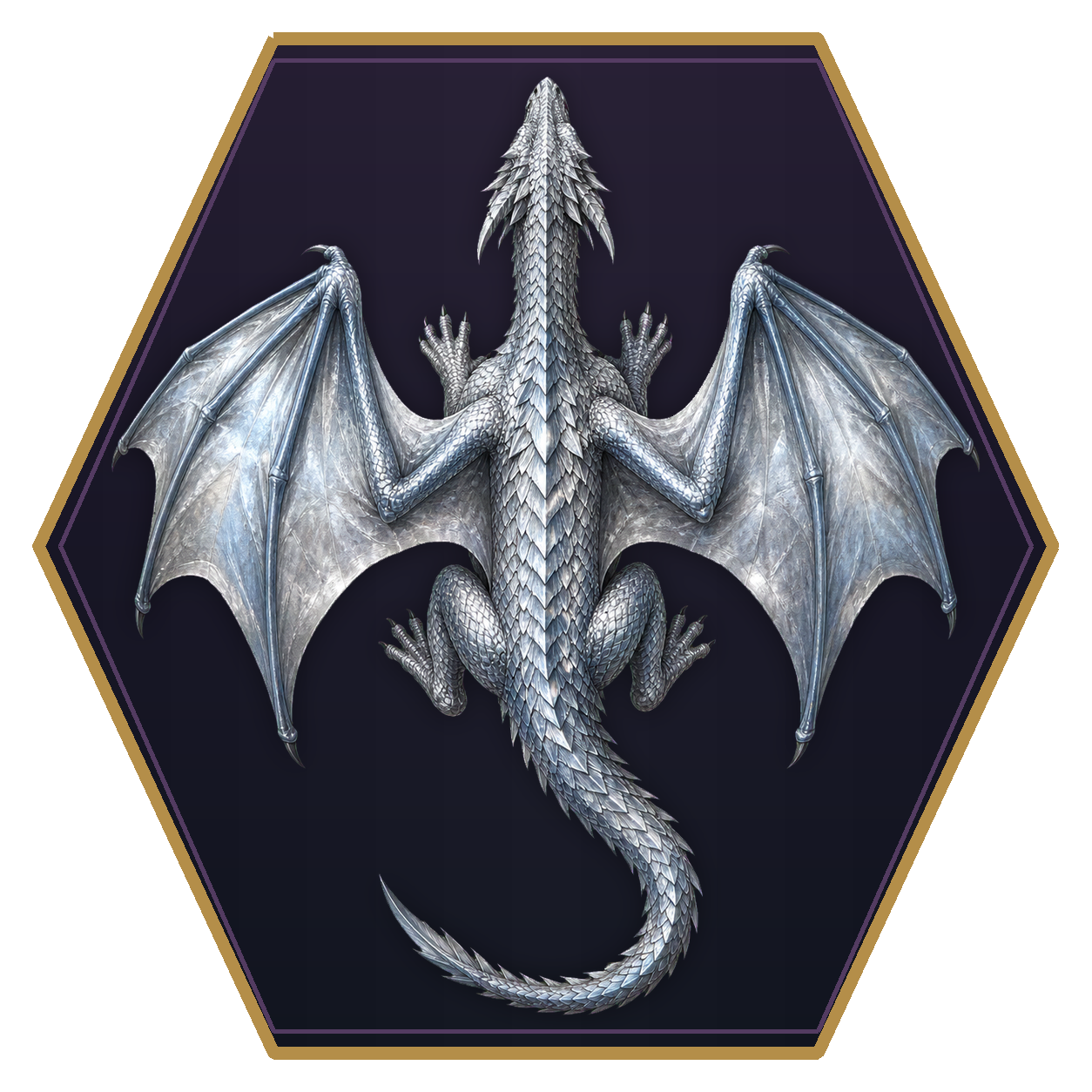 Silver Dragon Wyrmling top-down flat-top hex token