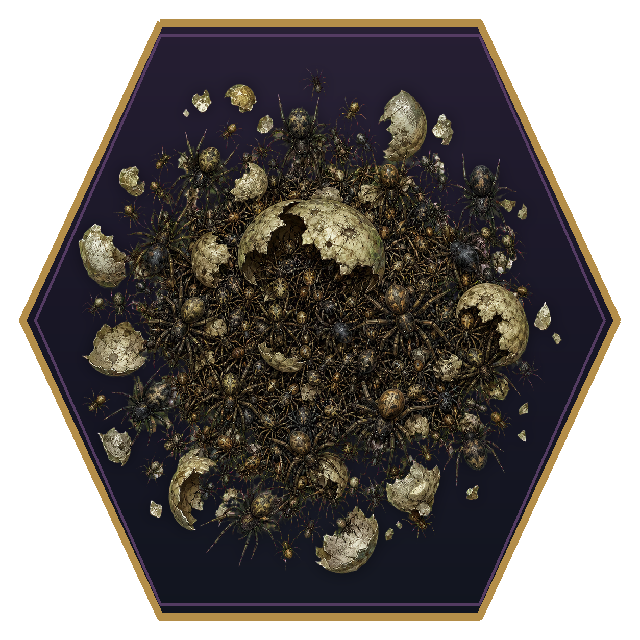 Spider Swarm top-down flat-top hex token
