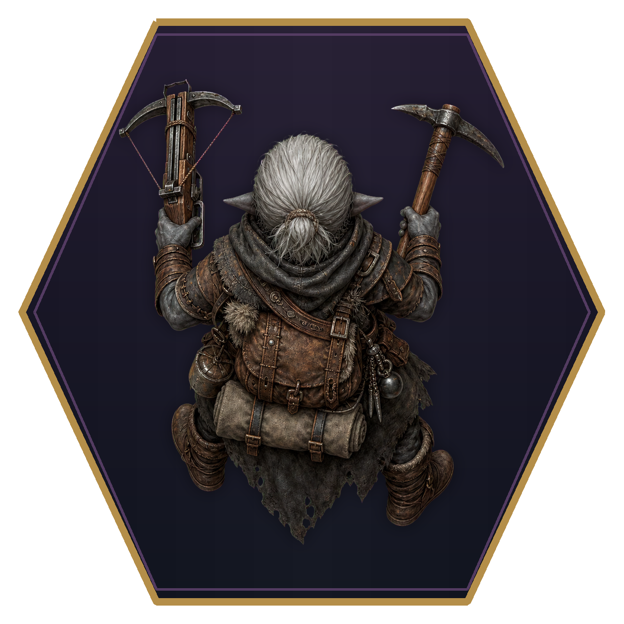 Svirfneblin top-down flat-top hex token
