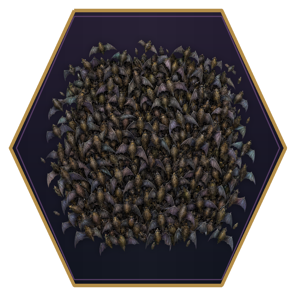 Swarm of Bats top-down flat-top hex token