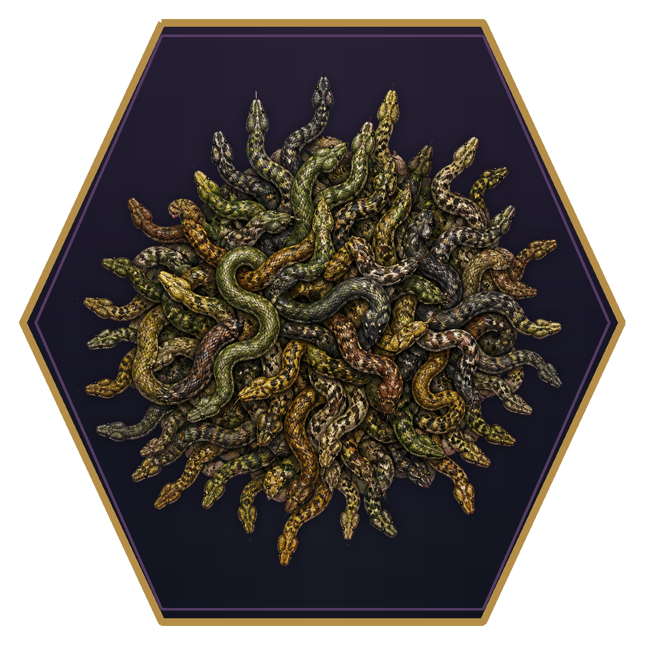 Swarm of Poisonous Snakes top-down flat-top hex token