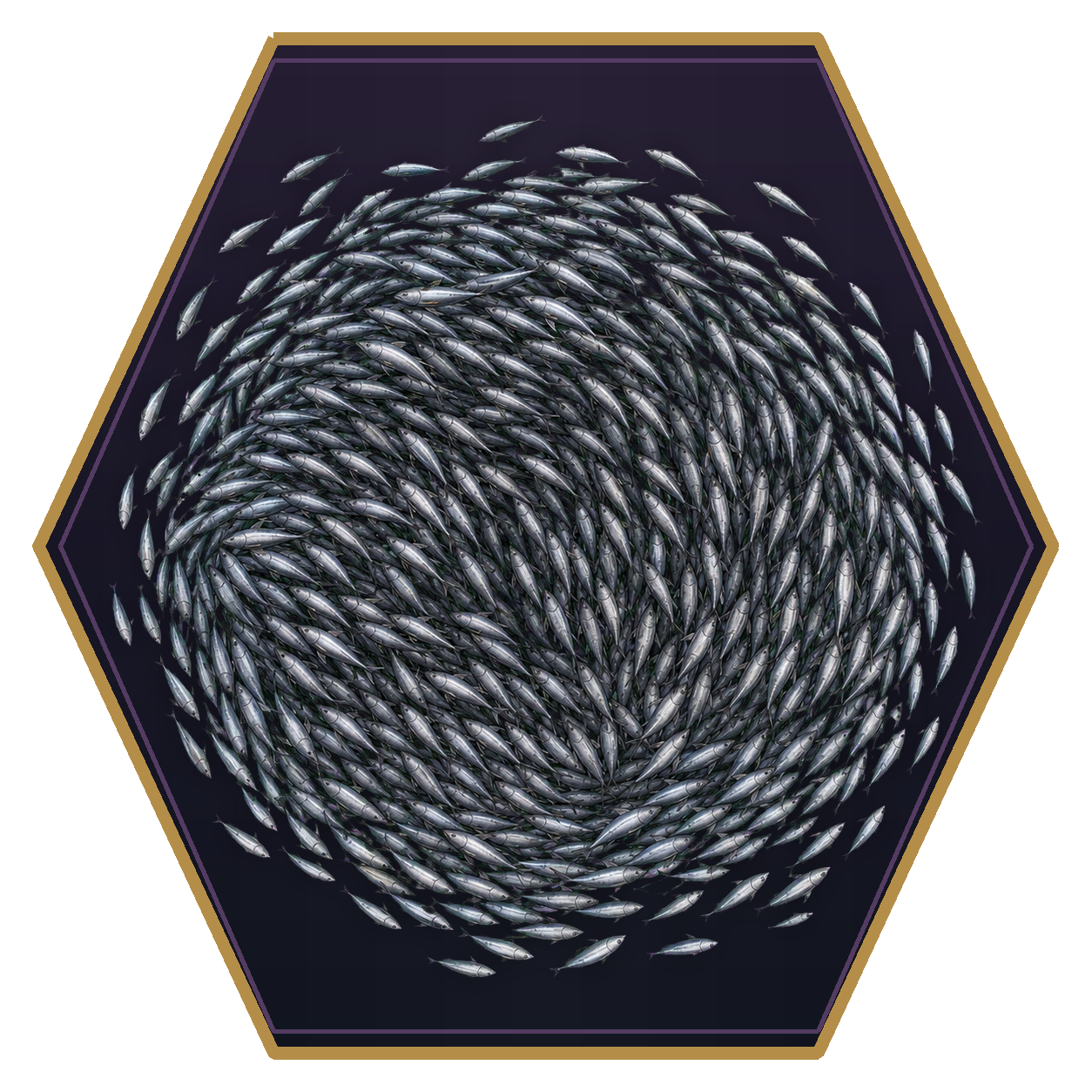 Swarm of Quippers top-down flat-top hex token