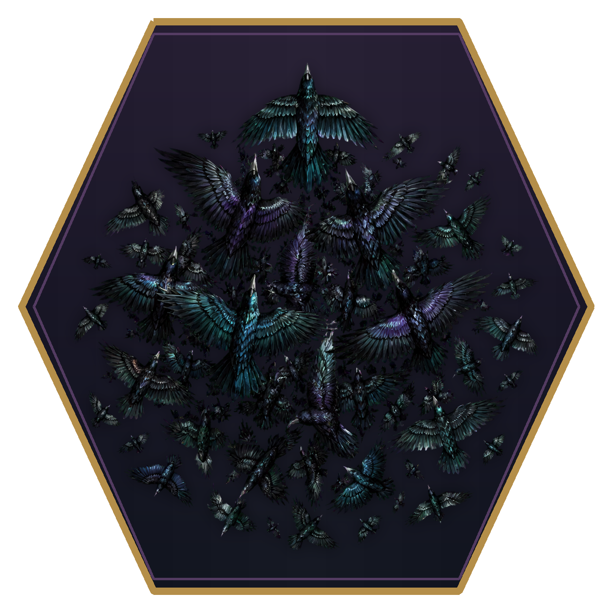 Swarm of Ravens top-down flat-top hex token
