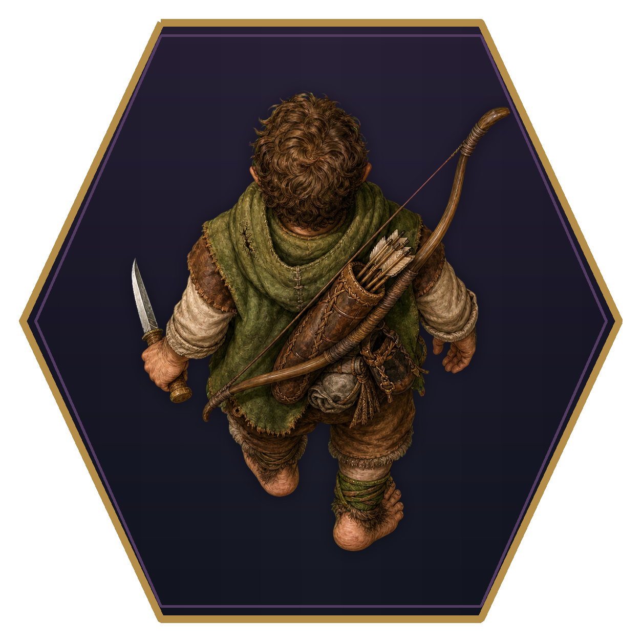 Tallfellow Halfling top-down flat-top hex token