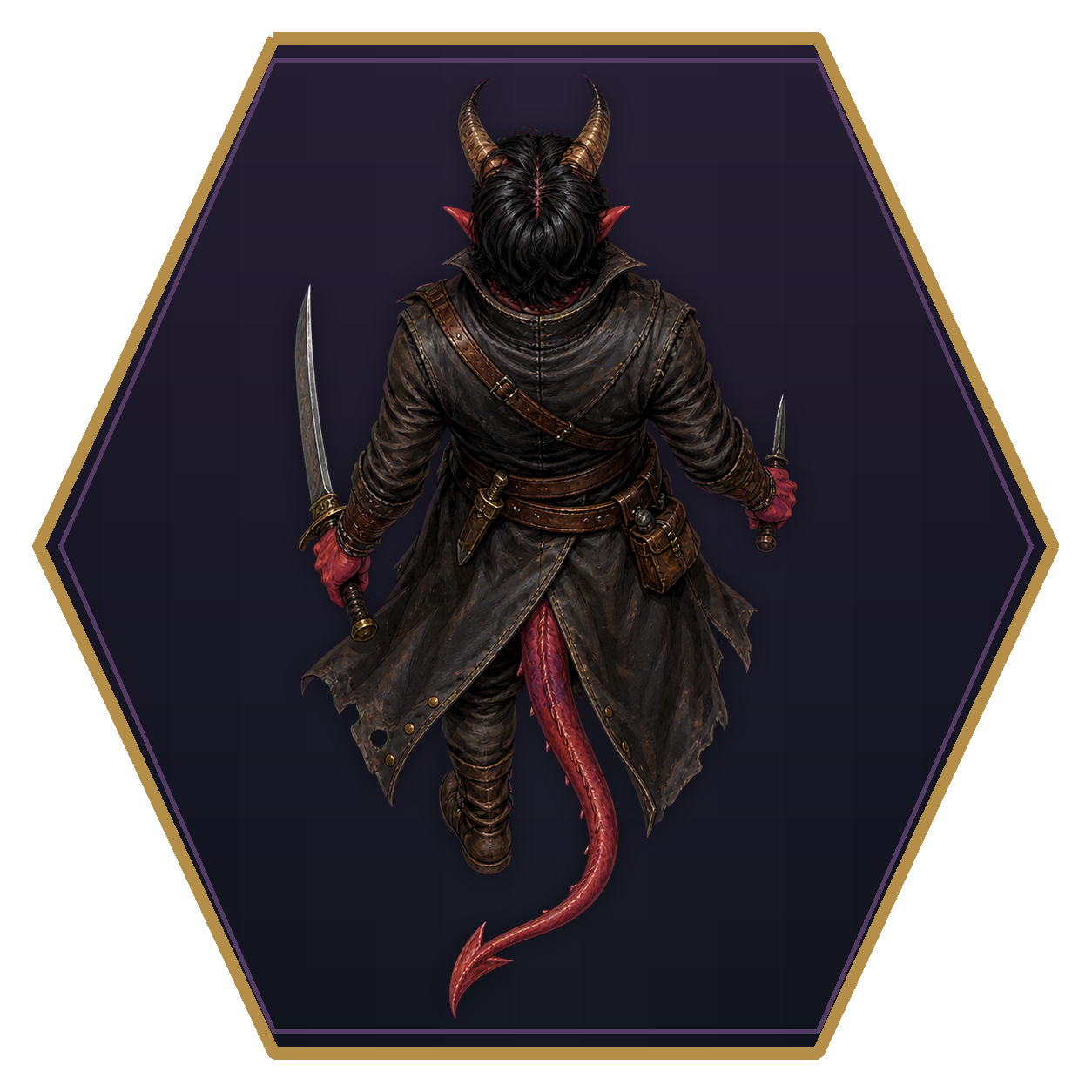 Tiefling top-down flat-top hex token