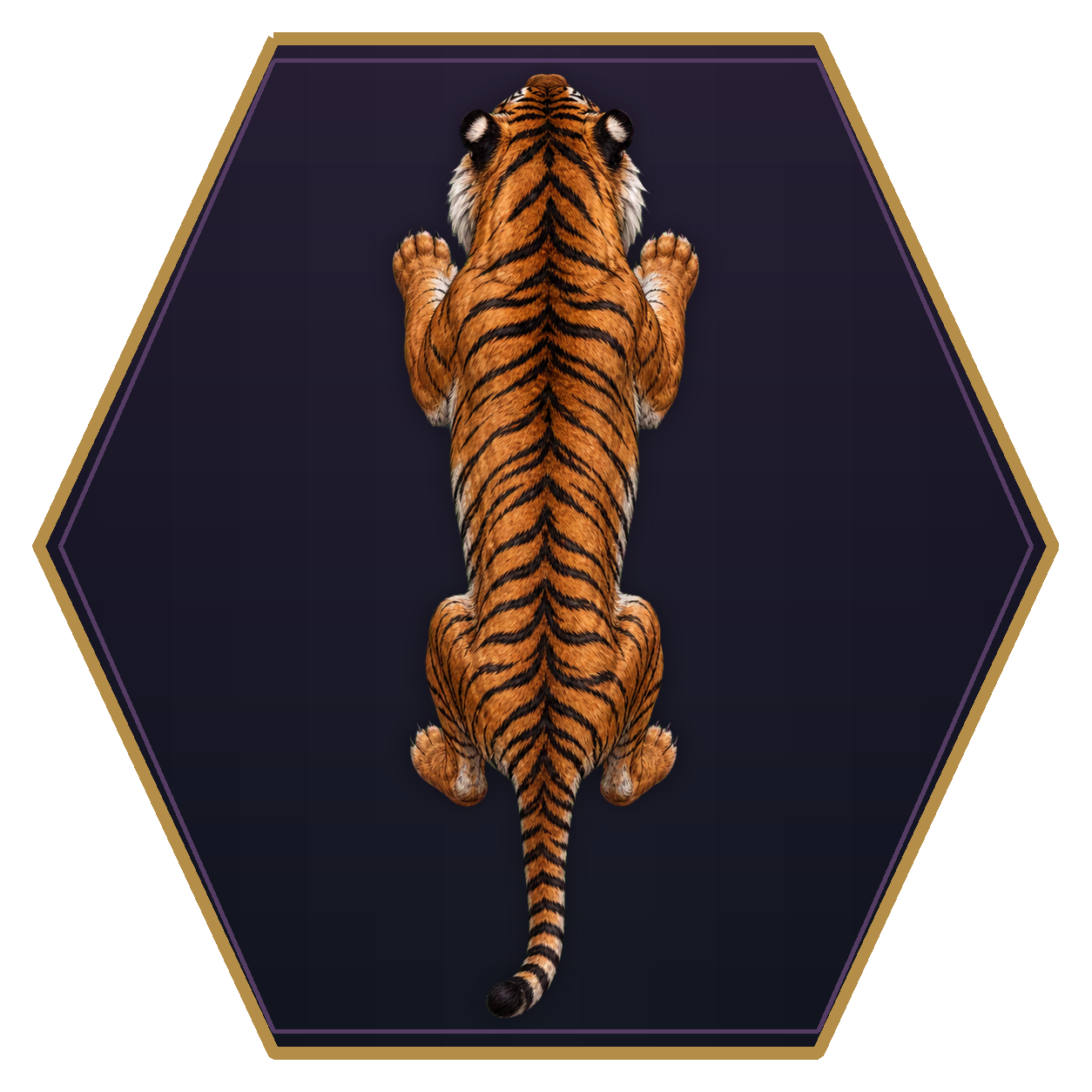 Tiger top-down flat-top hex token