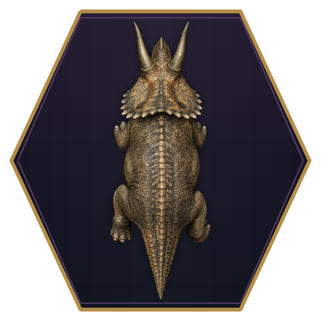 Triceratops top-down flat-top hex token