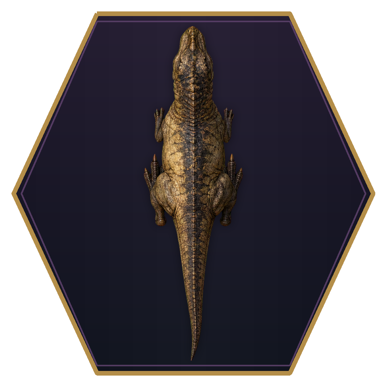 Tyrannosaurus top-down flat-top hex token