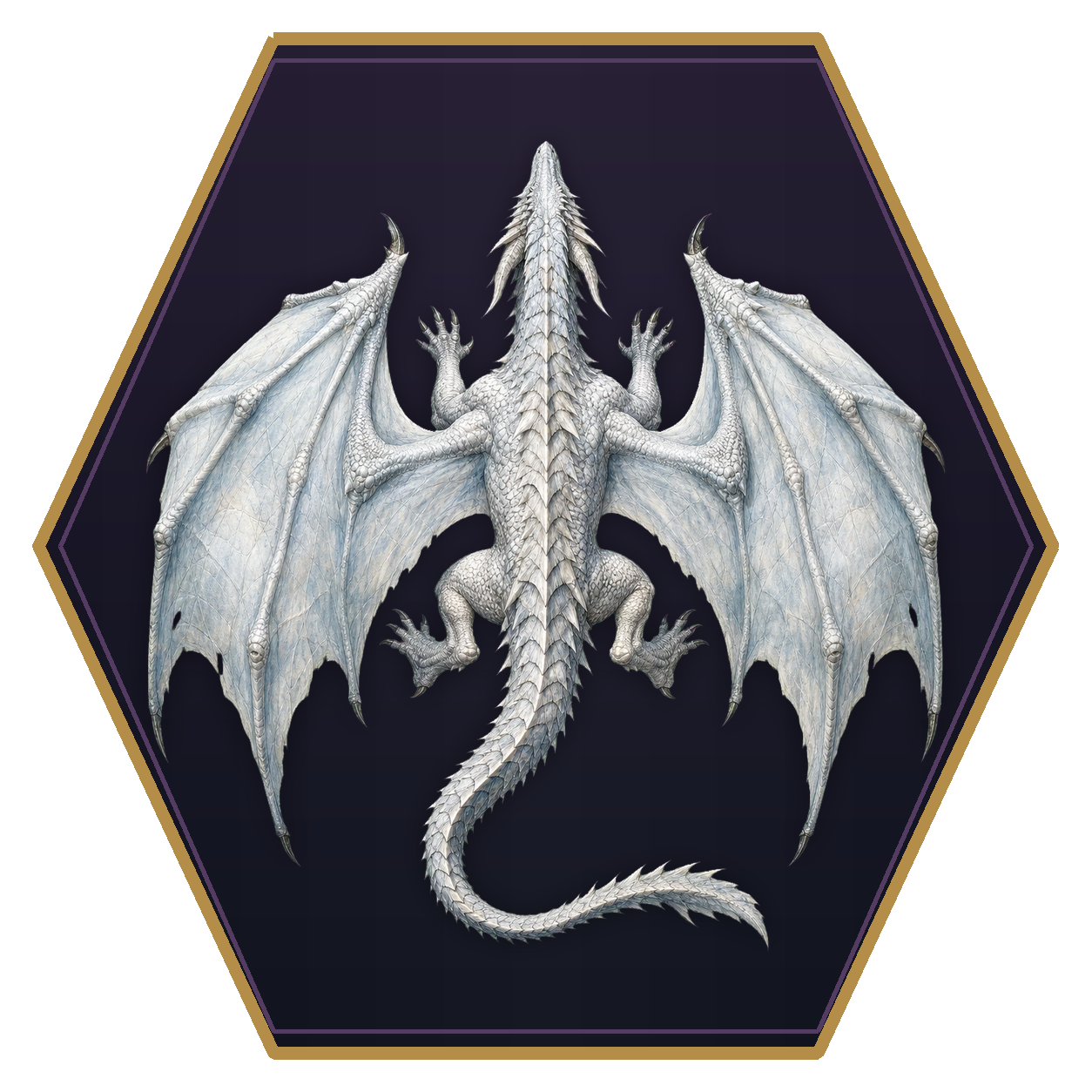 Ancient White Dragon top-down flat-top hex token