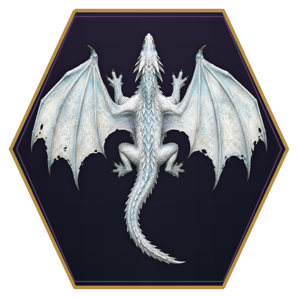 White Dragon Wyrmling top-down flat-top hex token