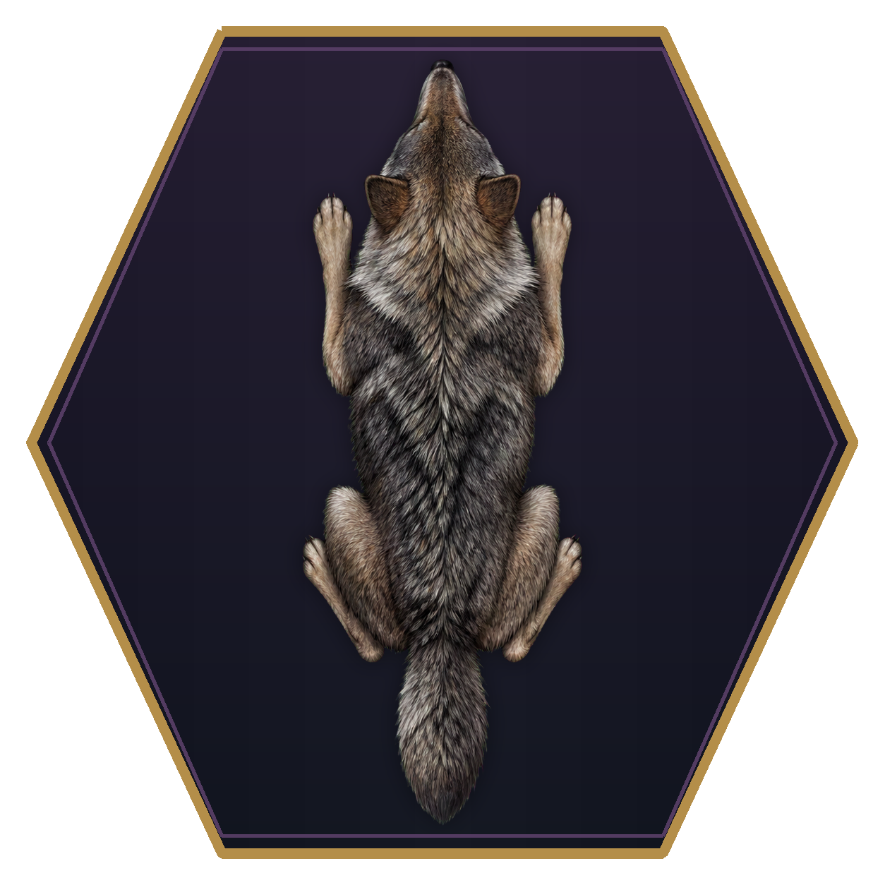 Wolf top-down flat-top hex token