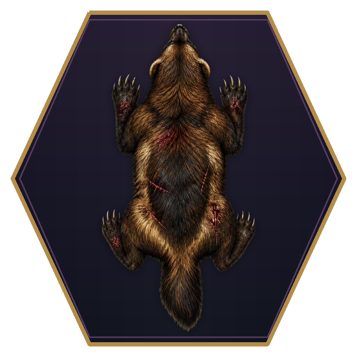 Wolverine top-down flat-top hex token