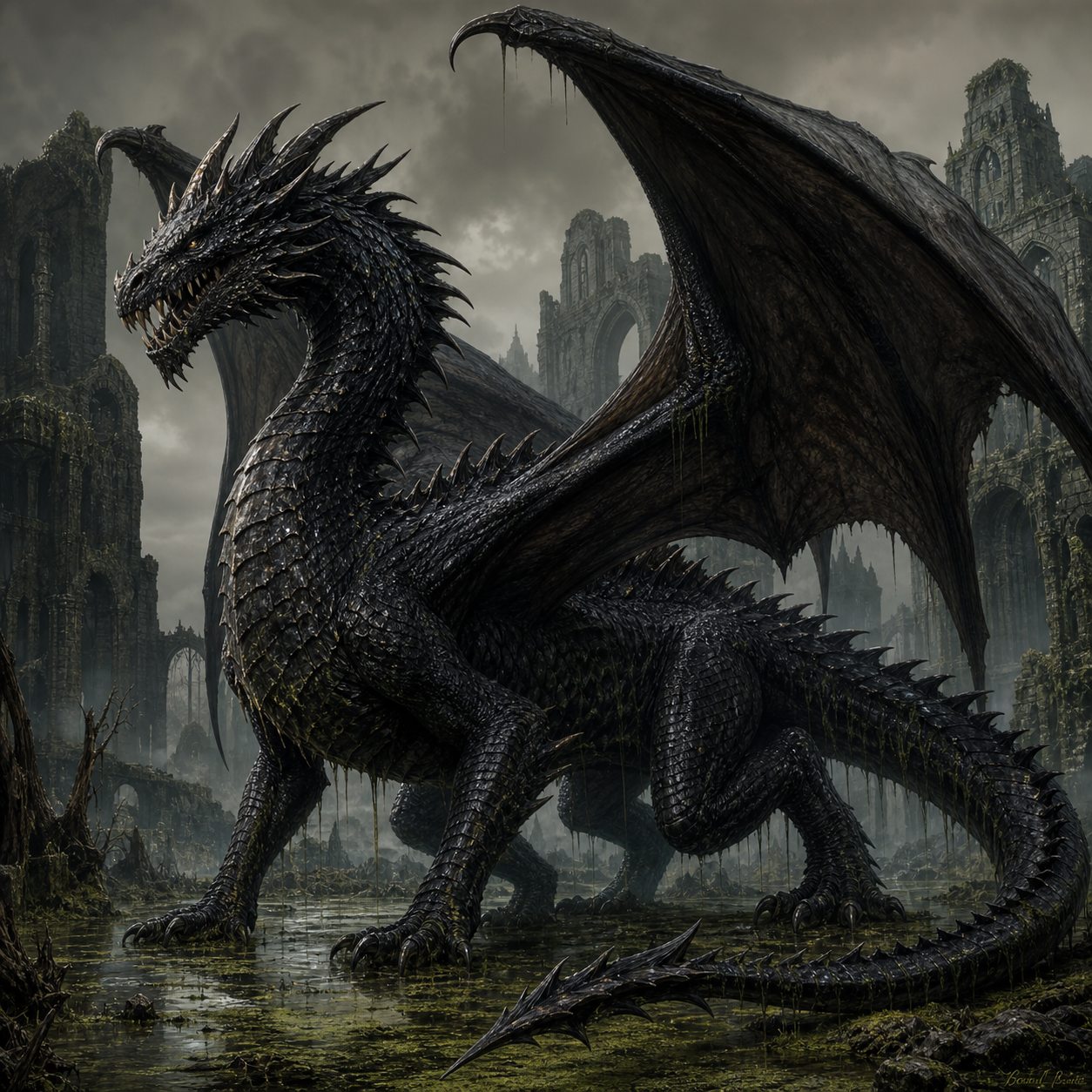 Adult Black Dragon bestiary portrait