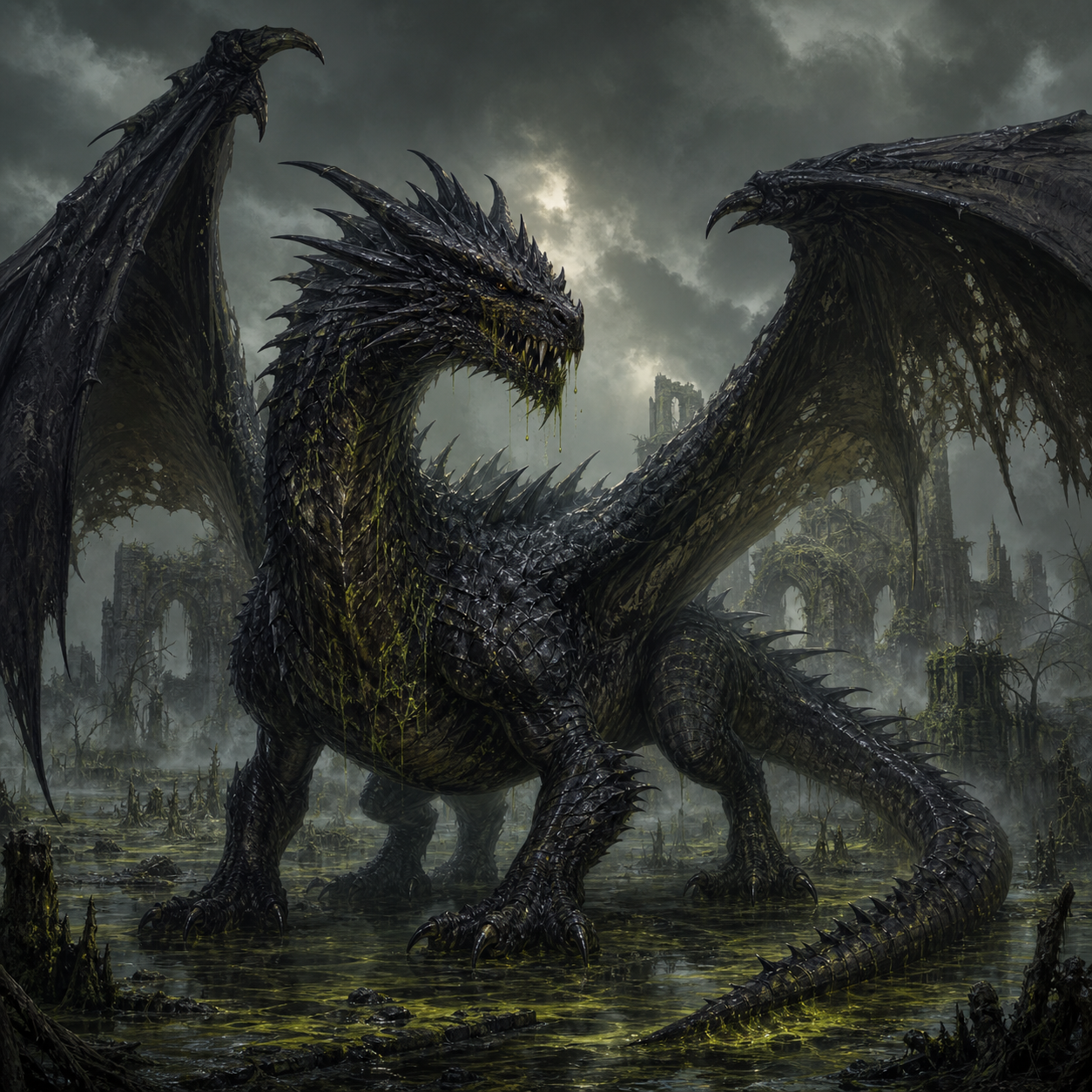 Ancient Black Dragon bestiary portrait