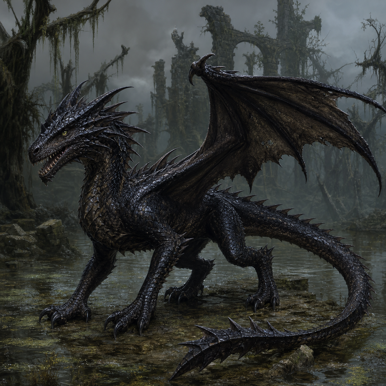 Black Dragon Wyrmling bestiary portrait