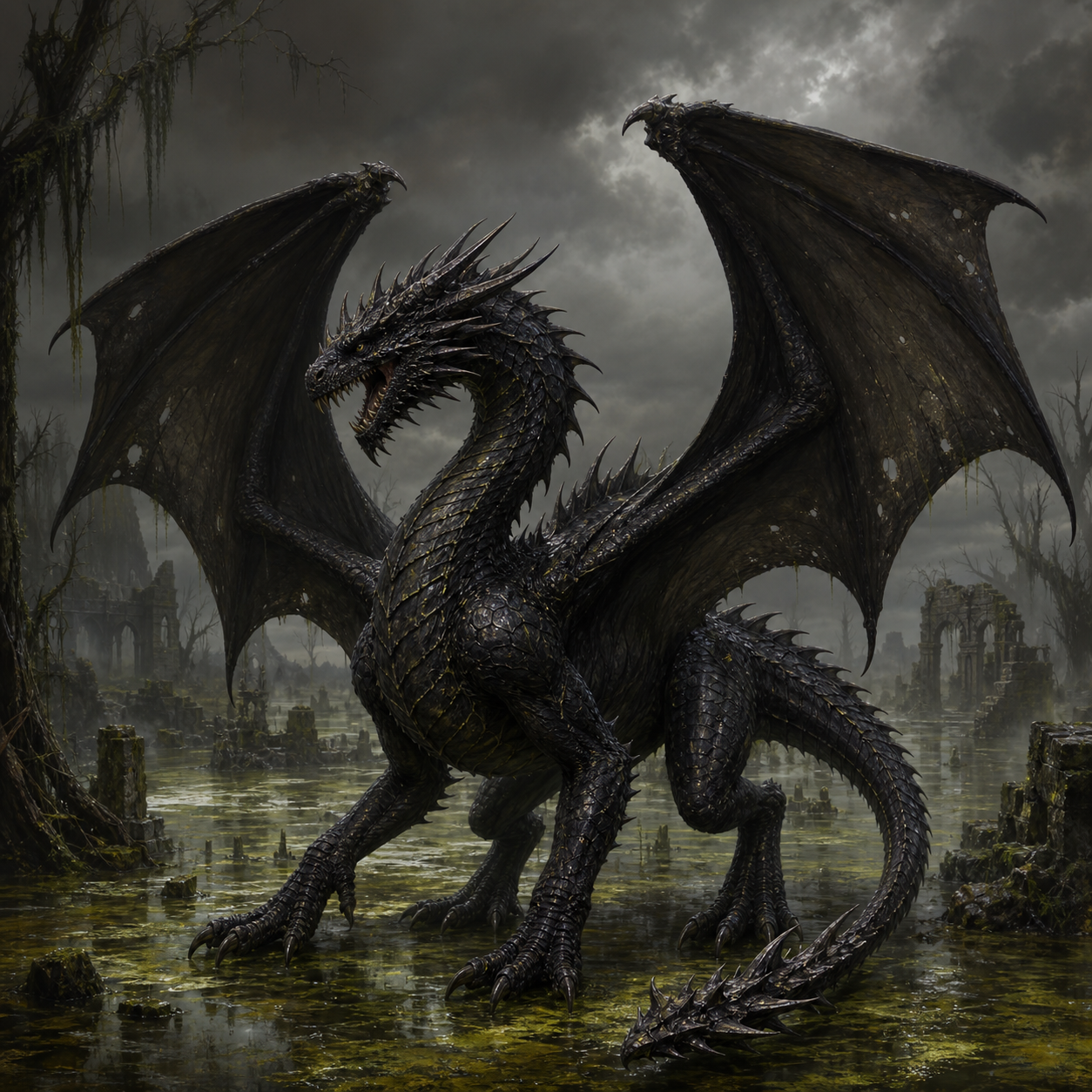 Young Black Dragon bestiary portrait