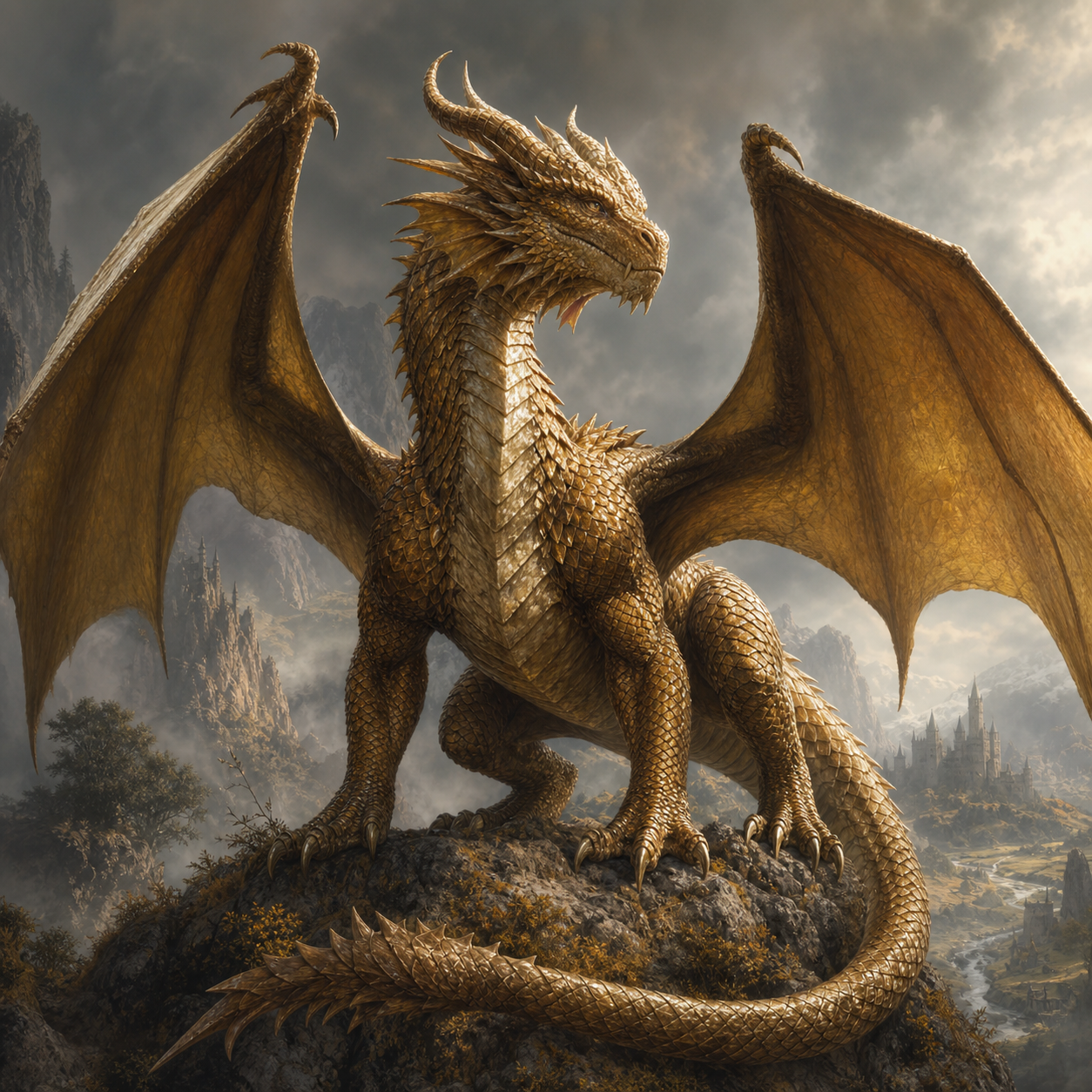 Adult Brass Dragon bestiary portrait