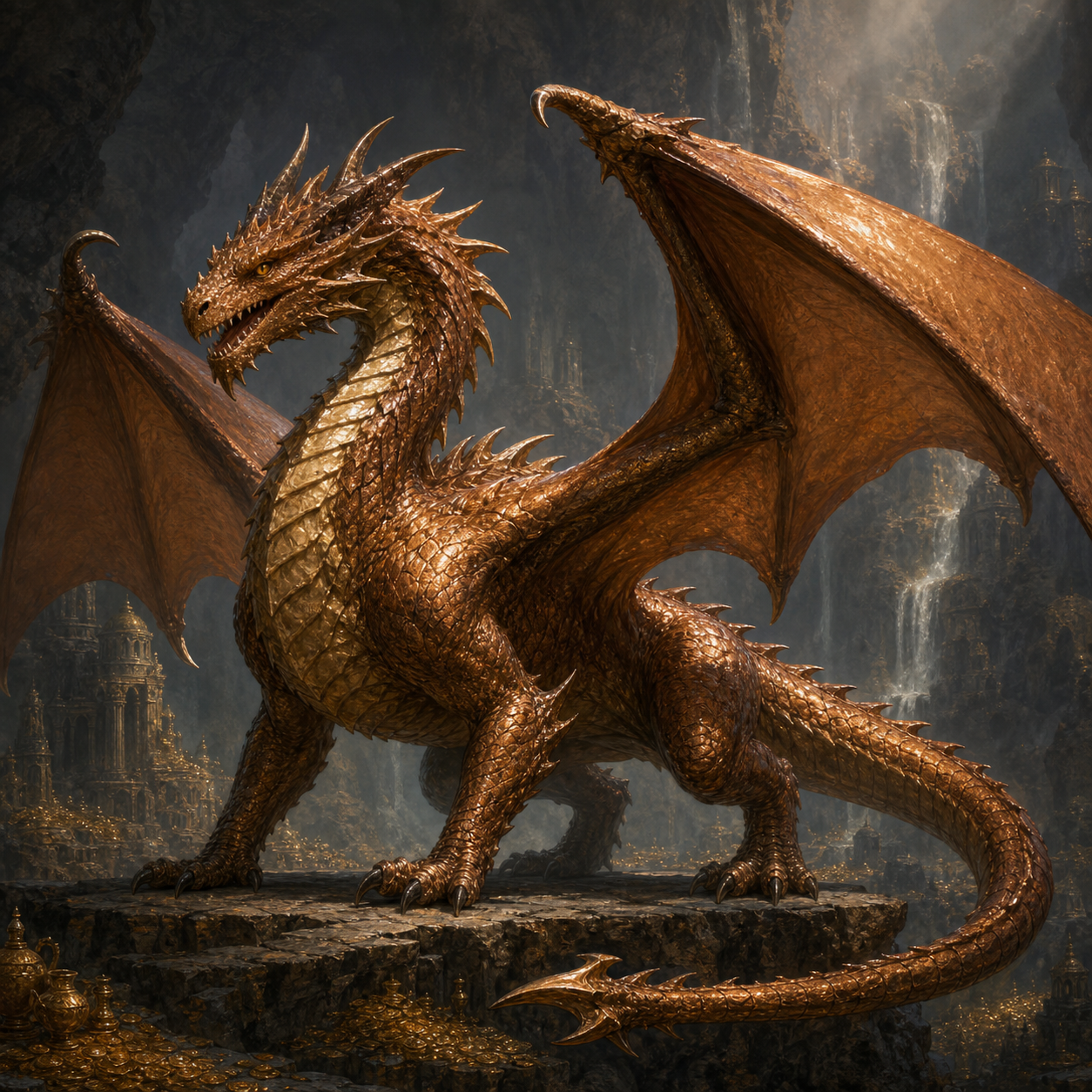 Adult Copper Dragon bestiary portrait