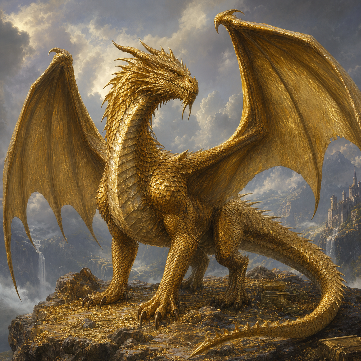 Adult Gold Dragon bestiary portrait