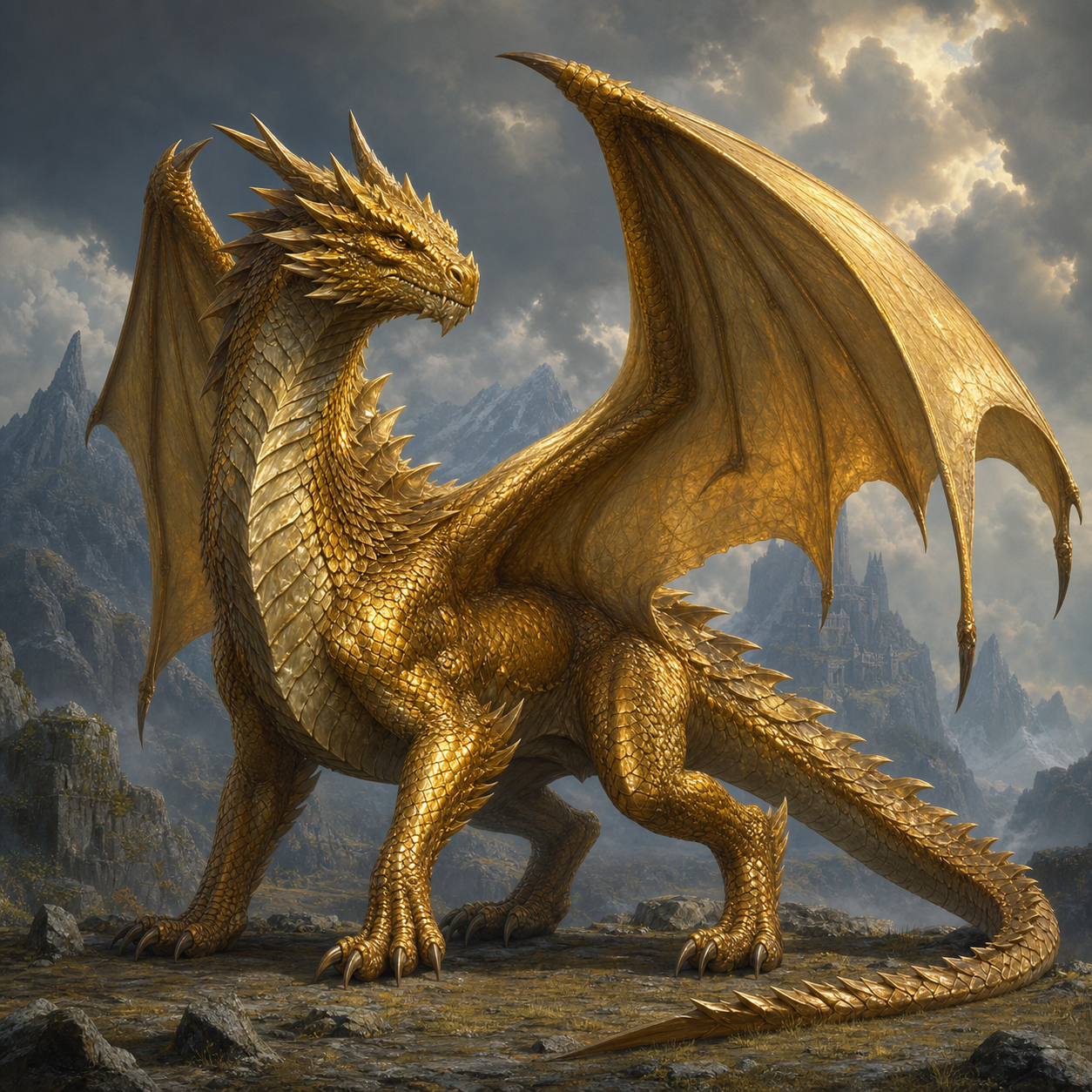 Young Gold Dragon bestiary portrait