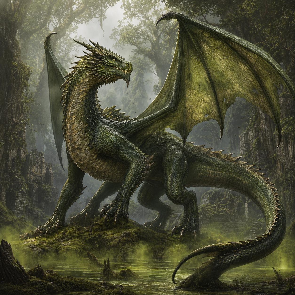 Adult Green Dragon bestiary portrait