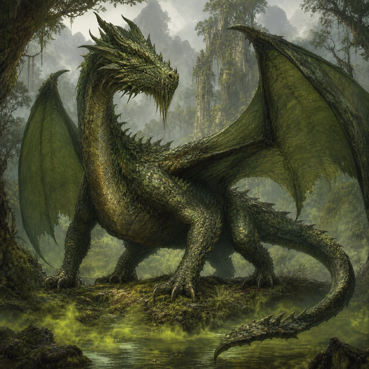 Ancient Green Dragon bestiary portrait