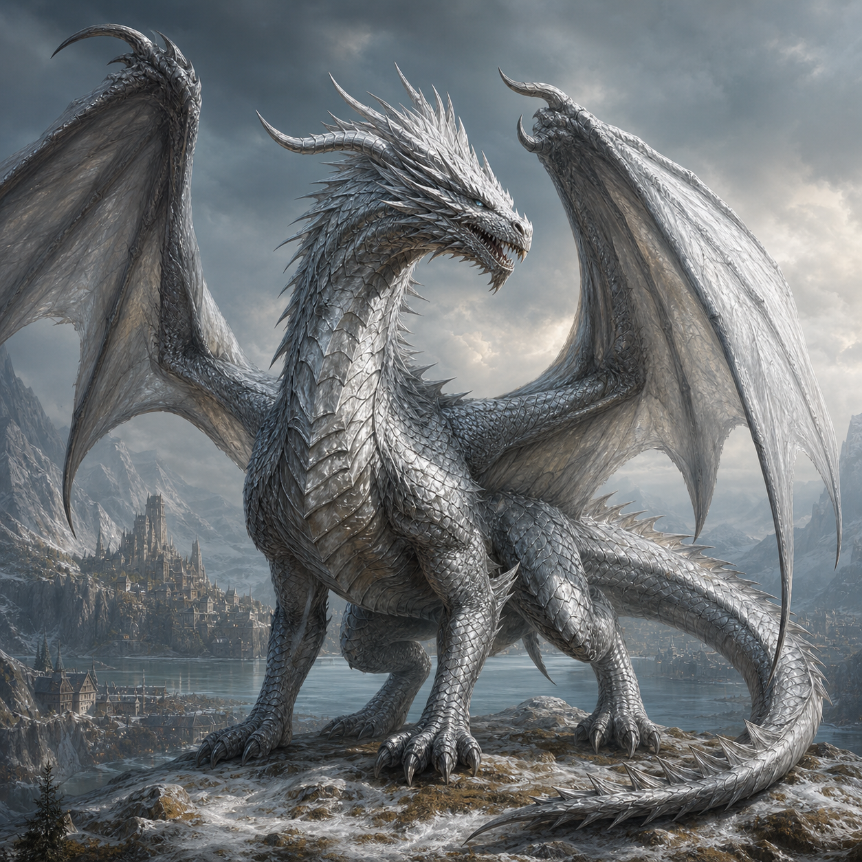 Ancient Silver Dragon bestiary portrait