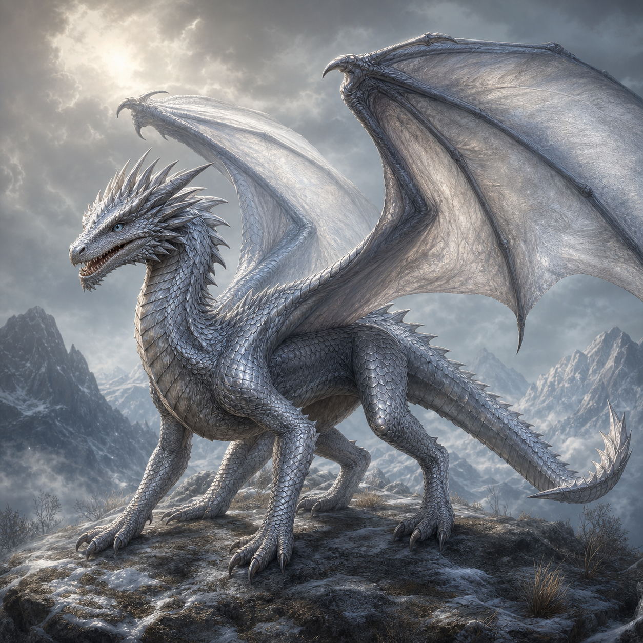 Silver Dragon Wyrmling bestiary portrait