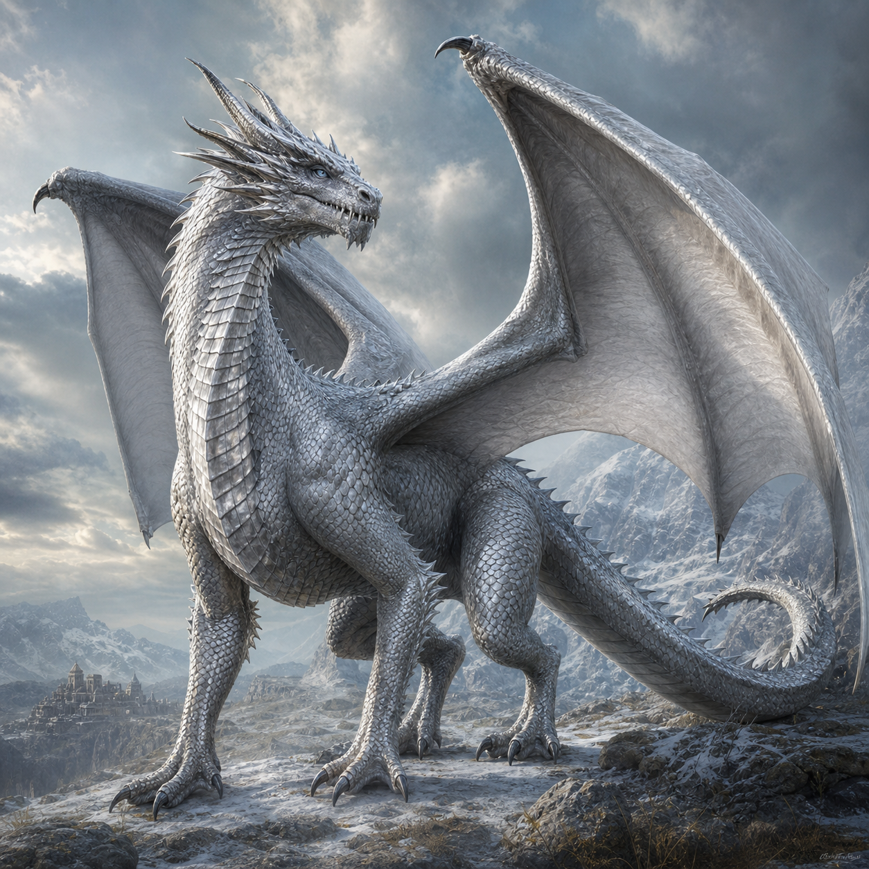 Young Silver Dragon bestiary portrait