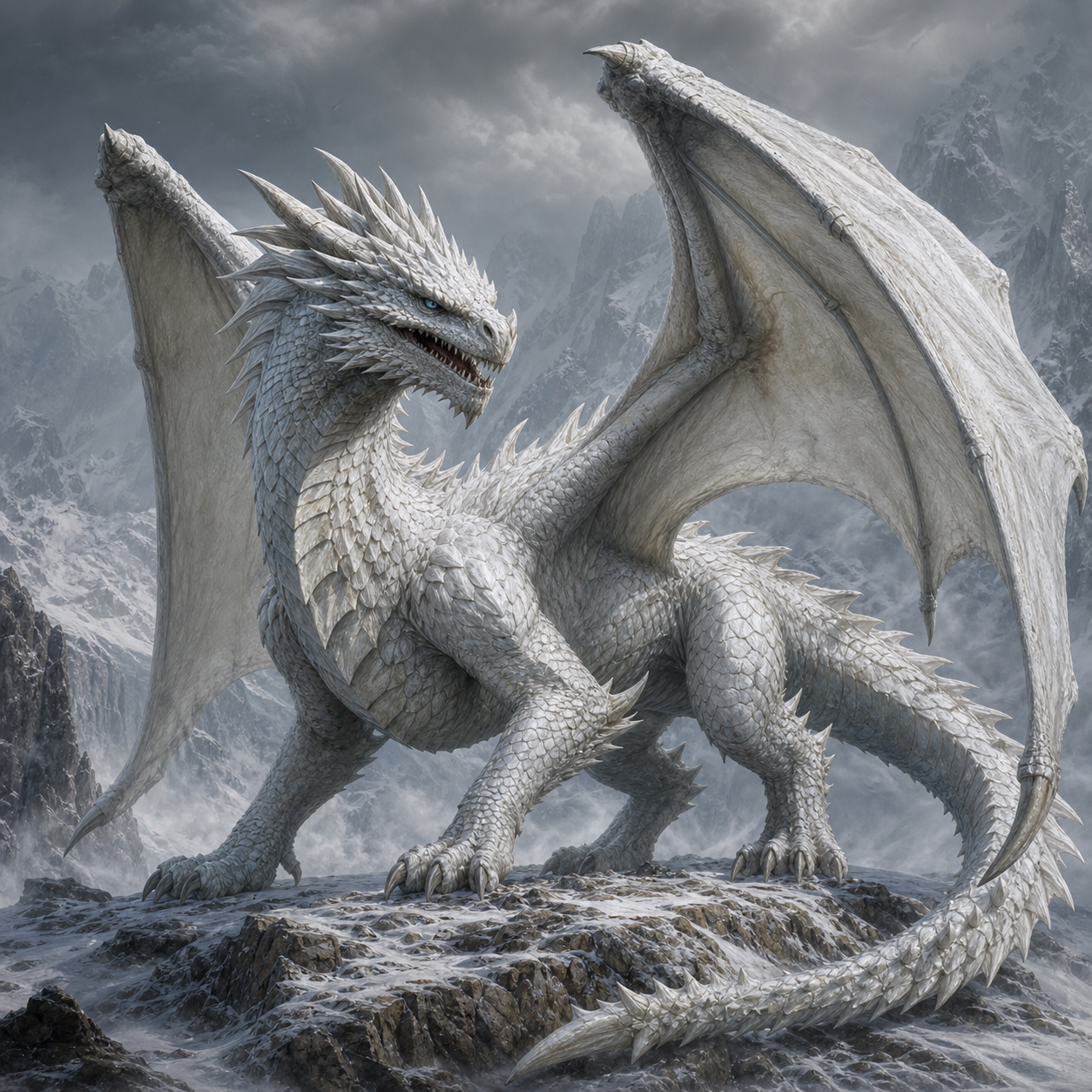 Young White Dragon bestiary portrait